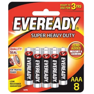 EVEREADY SUPER HEAVY DUTY BATTERIES 1212BP8 8AAA