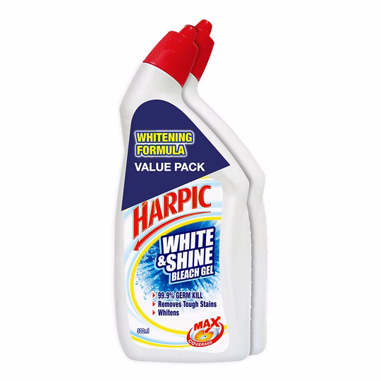 HARPIC LIQUID WHITE AND SHINE BLEACH GEL 2X500ML