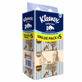 KLEENEX FACIAL TISSUE BOX VINTAGE 2PLY (120S X 5 PACKS)