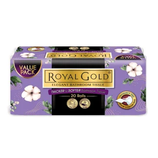 ROYAL GOLD ELEGANT BATHROOM TISSUE 3 PLY 210 SHEETS X 20 ROLLS