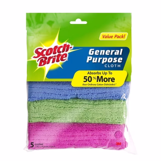 SCOTCH-BRITE GENERAL PURPOSE Microfiber CLOTH 5pcs pack - Super Absorbent